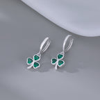 SLUYNZ 925 Sterling Silver Green Heart Clover Dangle Earrings for Women Teen Girls CZ Shamrock Drop Earrings for Spring