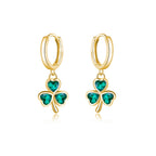 SLUYNZ 925 Sterling Silver Green Heart Clover Dangle Earrings for Women Teen Girls CZ Shamrock Drop Earrings for Spring