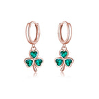 SLUYNZ 925 Sterling Silver Green Heart Clover Dangle Earrings for Women Teen Girls CZ Shamrock Drop Earrings for Spring