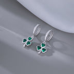 SLUYNZ 925 Sterling Silver Green Heart Clover Dangle Earrings for Women Teen Girls CZ Shamrock Drop Earrings for Spring