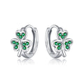 SLUYNZ 925 Sterling Silver Green Love Clover Hoop Earrings for Women Teens Irish Shamrock Huggie Earrings for Summer