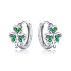 SLUYNZ 925 Sterling Silver Green Love Clover Hoop Earrings for Women Teens Irish Shamrock Huggie Earrings for Summer