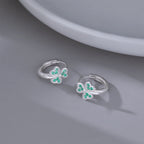 SLUYNZ 925 Sterling Silver Green Love Clover Hoop Earrings for Women Teens Irish Shamrock Huggie Earrings for Summer