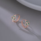 SLUYNZ 925 Sterling Silver Green Love Clover Hoop Earrings for Women Teens Irish Shamrock Huggie Earrings for Summer