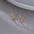 SLUYNZ 925 Sterling Silver Green Love Clover Hoop Earrings for Women Teens Irish Shamrock Huggie Earrings for Summer