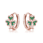 SLUYNZ 925 Sterling Silver Green Love Clover Hoop Earrings for Women Teens Irish Shamrock Huggie Earrings for Summer