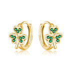 SLUYNZ 925 Sterling Silver Green Love Clover Hoop Earrings for Women Teens Irish Shamrock Huggie Earrings for Summer
