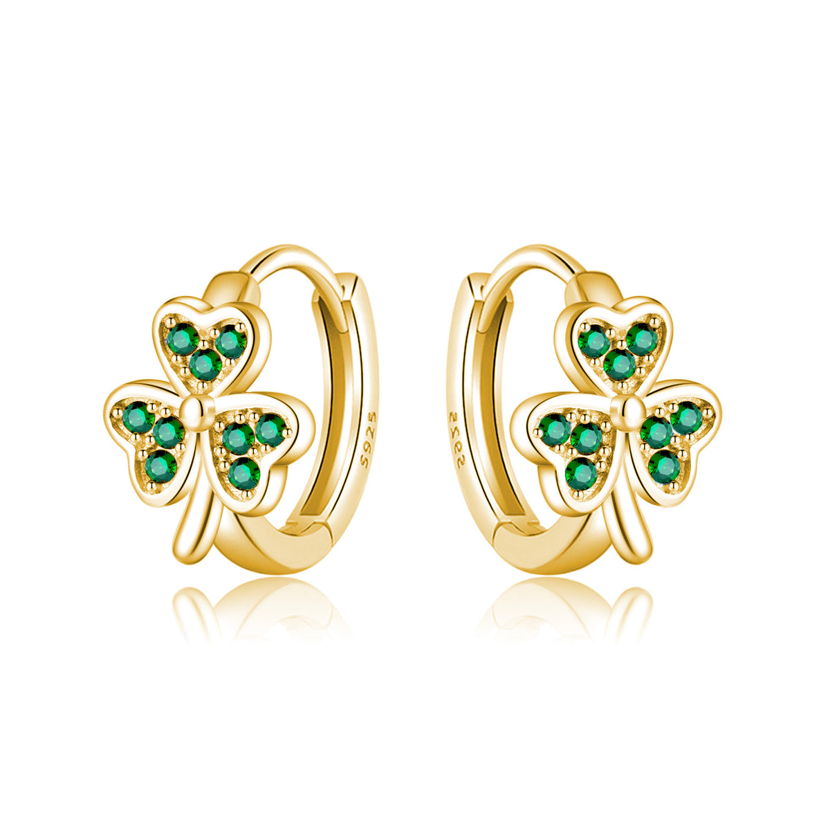 SLUYNZ 925 Sterling Silver Green Love Clover Hoop Earrings for Women Teens Irish Shamrock Huggie Earrings for Summer