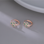 SLUYNZ 925 Sterling Silver Green Love Clover Hoop Earrings for Women Teens Irish Shamrock Huggie Earrings for Summer