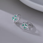 SLUYNZ 925 Sterling Silver Green Love Clover Hoop Earrings for Women Teens Irish Shamrock Huggie Earrings for Summer