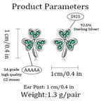 SLUYNZ 925 Sterling Silver Green Shamrock Earrings Stud for Women Teens CZ Love Clover Studs Earrings