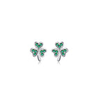 SLUYNZ 925 Sterling Silver Green Shamrock Earrings Stud for Women Teens CZ Love Clover Studs Earrings