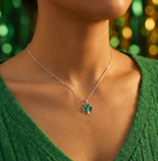 SLUYNZ 925 Sterling Silver Irish Shamrock Choker Necklace Chain for Women Teens Green Clover Pendant Necklace for St Patricks Day