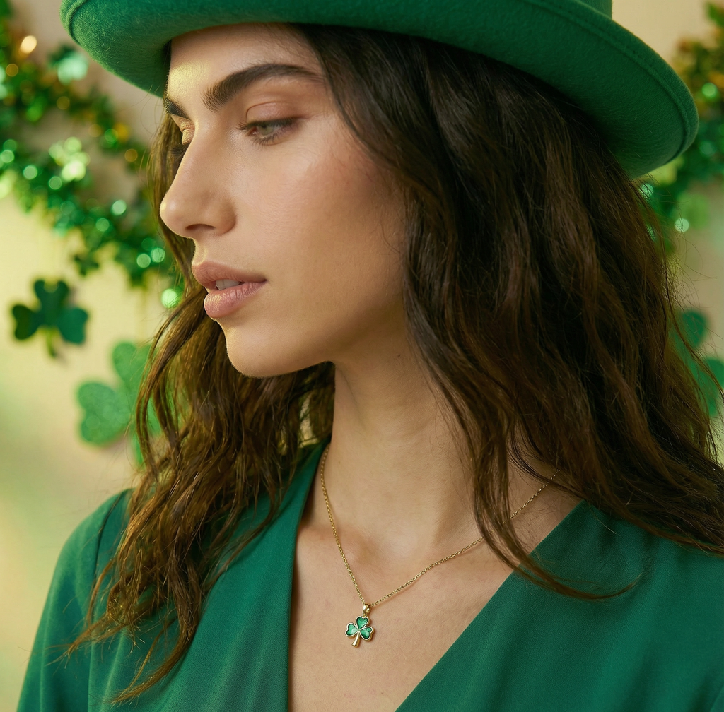 SLUYNZ 925 Sterling Silver Irish Shamrock Choker Necklace Chain for Women Teens Green Clover Pendant Necklace for St Patricks Day