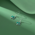 SLUYNZ 925 Sterling Silver Irish Shamrock Dangle Earrings for Women Teens Green Clover Earrings Drop for St Patricks Day