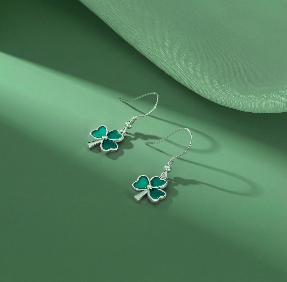 SLUYNZ 925 Sterling Silver Irish Shamrock Dangle Earrings for Women Teens Green Clover Earrings Drop for St Patricks Day