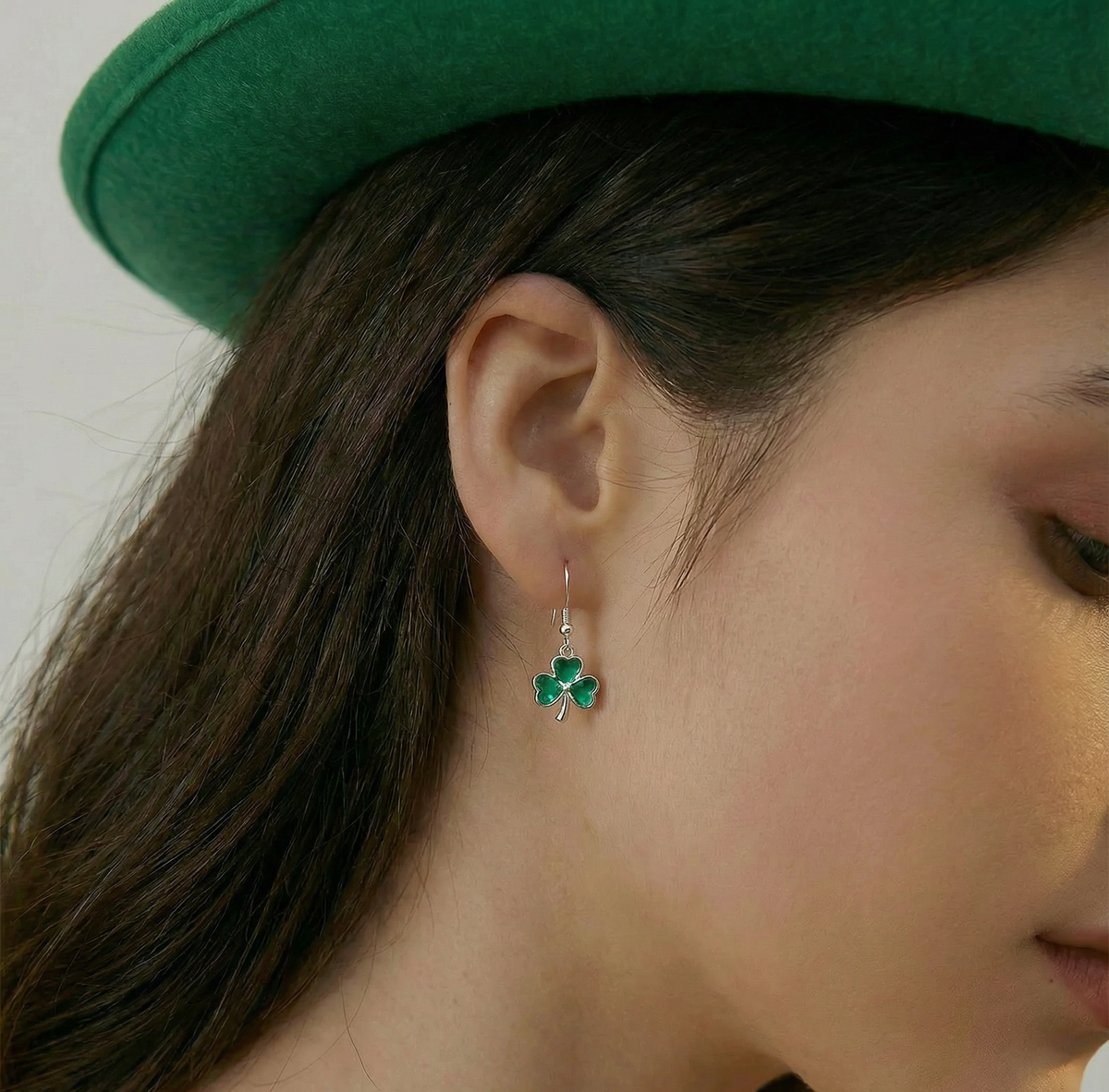 SLUYNZ 925 Sterling Silver Irish Shamrock Dangle Earrings for Women Teens Green Clover Earrings Drop for St Patricks Day