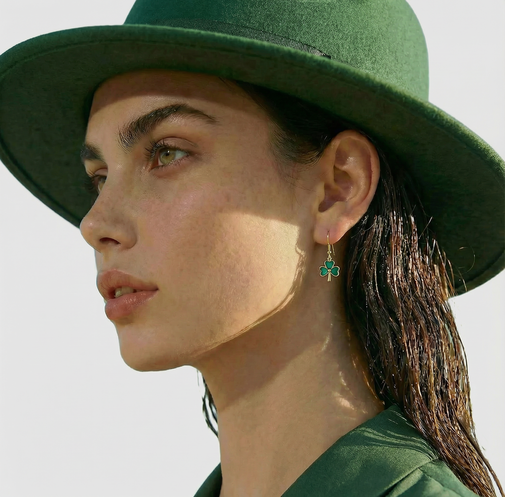 SLUYNZ 925 Sterling Silver Irish Shamrock Dangle Earrings for Women Teens Green Clover Earrings Drop for St Patricks Day