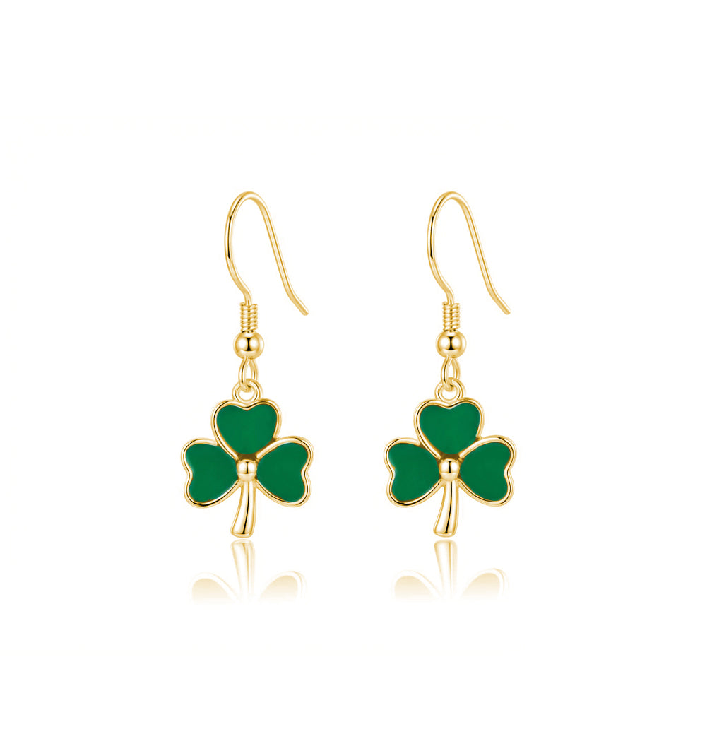 SLUYNZ 925 Sterling Silver Irish Shamrock Dangle Earrings for Women Teens Green Clover Earrings Drop for St Patricks Day