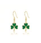 SLUYNZ 925 Sterling Silver Irish Shamrock Dangle Earrings for Women Teens Green Clover Earrings Drop for St Patricks Day
