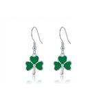 SLUYNZ 925 Sterling Silver Irish Shamrock Dangle Earrings for Women Teens Green Clover Earrings Drop for St Patricks Day