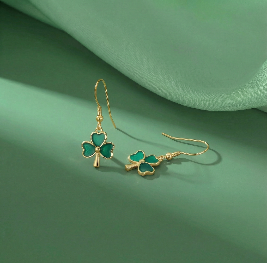 SLUYNZ 925 Sterling Silver Irish Shamrock Dangle Earrings for Women Teens Green Clover Earrings Drop for St Patricks Day