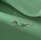 SLUYNZ 925 Sterling Silver Irish Shamrock Dangle Earrings for Women Teens Green Clover Earrings Drop for St Patricks Day