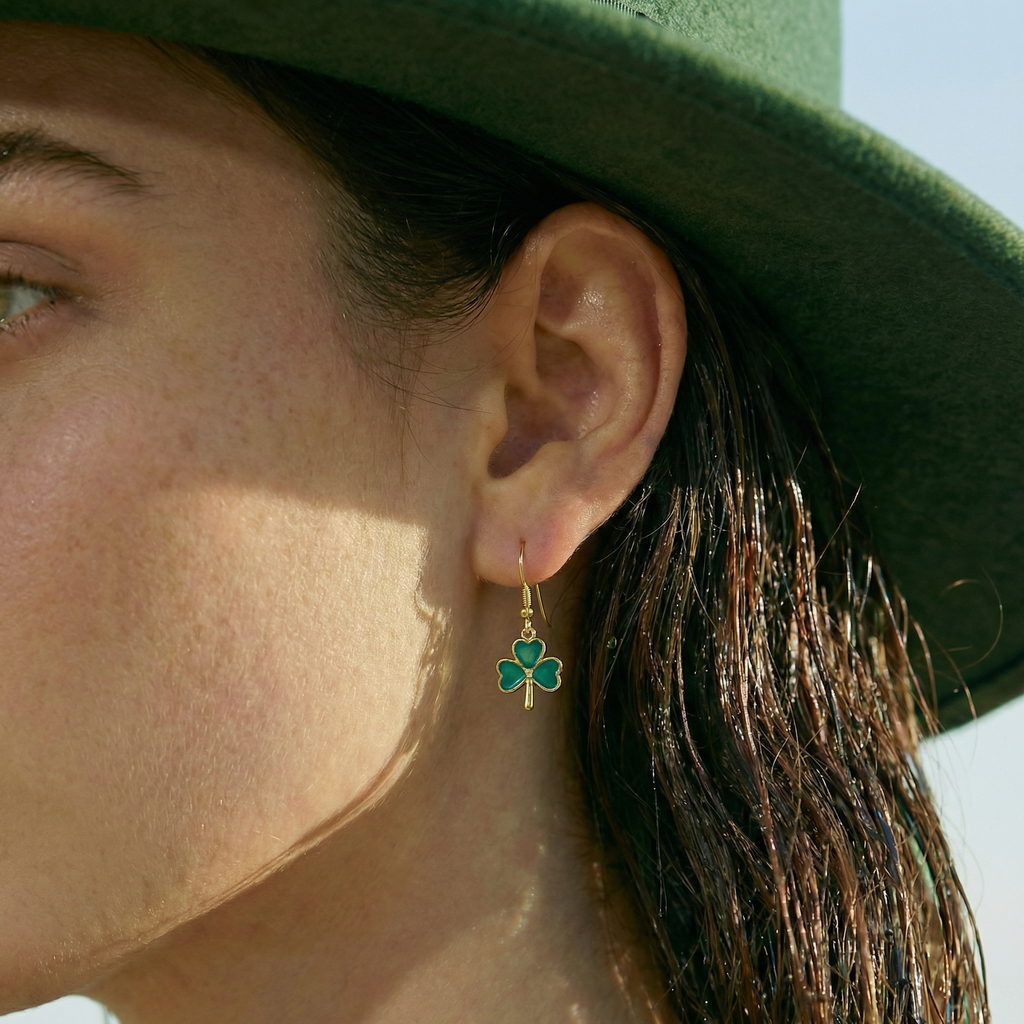 SLUYNZ 925 Sterling Silver Irish Shamrock Dangle Earrings for Women Teens Green Clover Earrings Drop for St Patricks Day