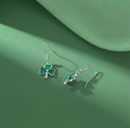 SLUYNZ 925 Sterling Silver Irish Shamrock Dangle Earrings for Women Teens Green Clover Earrings Drop for St Patricks Day
