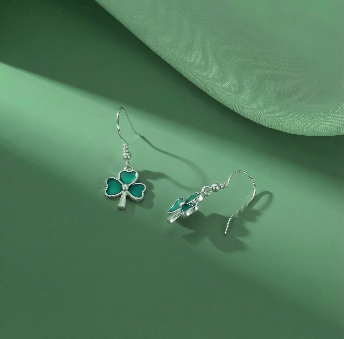SLUYNZ 925 Sterling Silver Irish Shamrock Dangle Earrings for Women Teens Green Clover Earrings Drop for St Patricks Day