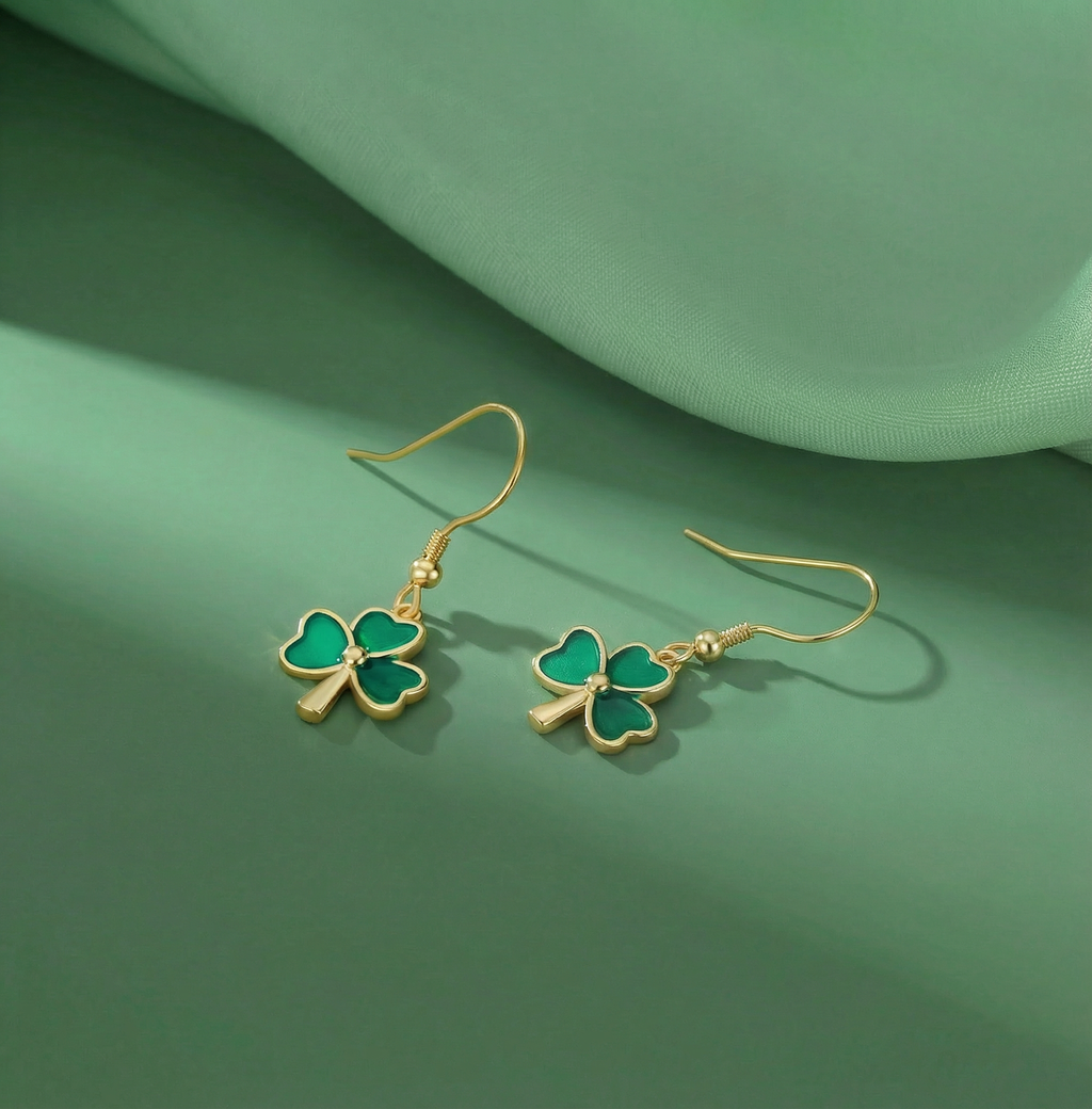 SLUYNZ 925 Sterling Silver Irish Shamrock Dangle Earrings for Women Teens Green Clover Earrings Drop for St Patricks Day