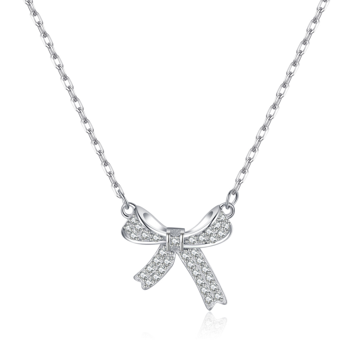 SLUYNZ 925 Sterling Silver Small Bow Pendant Necklace for Women Teens CZ Bow Necklace Chain Ribbon Necklace Choker