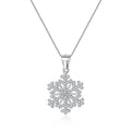 SLUYNZ 925 Sterling Silver Snowflake Pendant Necklace for Women Teens Christmas Snowflake Necklace Choker Sparkly CZ Snowflake Necklace Winter Necklace