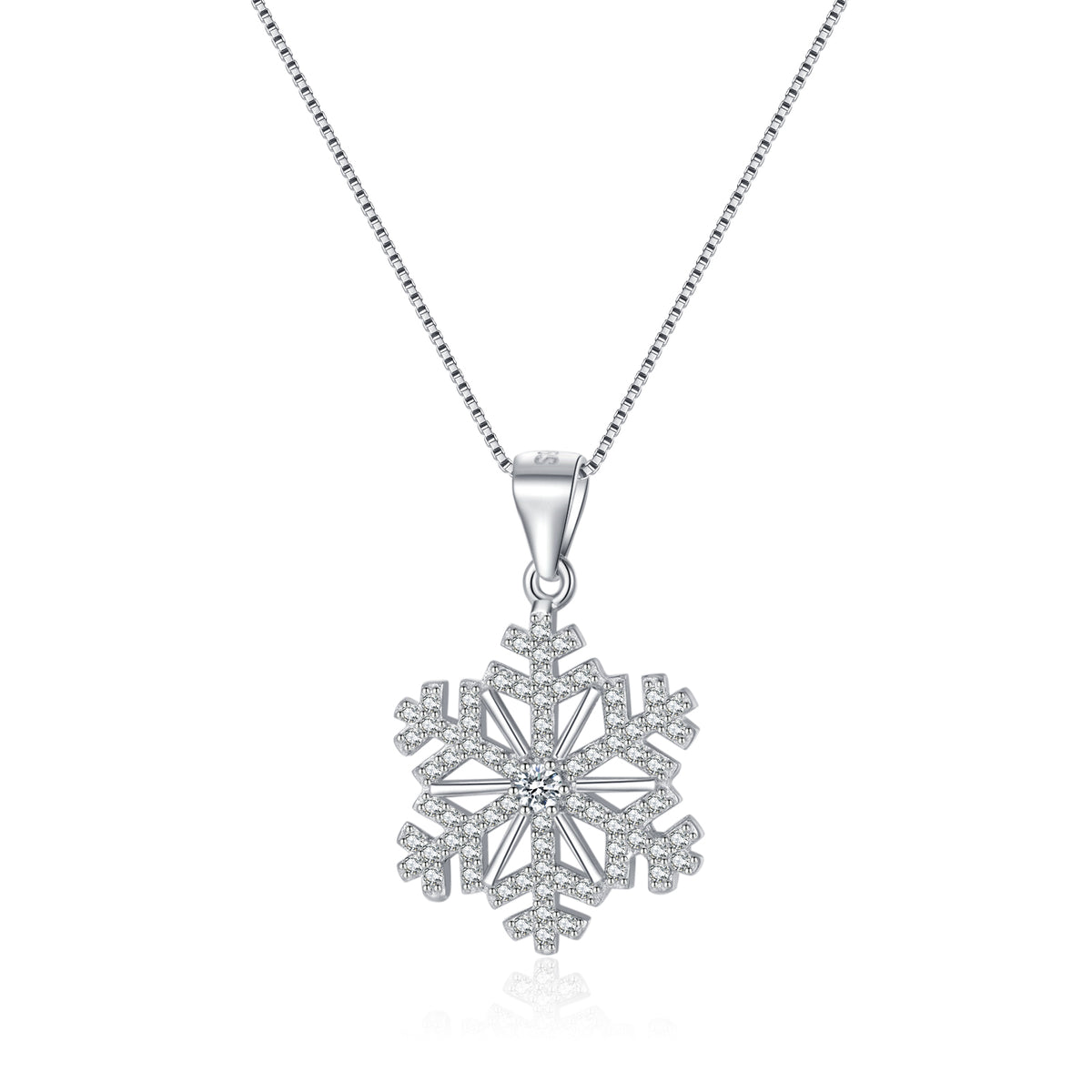 SLUYNZ 925 Sterling Silver Snowflake Pendant Necklace for Women Teens Christmas Snowflake Necklace Choker Sparkly CZ Snowflake Necklace Winter Necklace