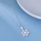 SLUYNZ 925 Sterling Silver Snowflake Pendant Necklace for Women Teens Christmas Snowflake Necklace Choker Sparkly CZ Snowflake Necklace Winter Necklace
