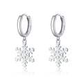 SLUYNZ 925 Sterling Silver Snowflake Hoop Earrings for Women Frozen Flower Hoop Earrings Winter Christmas Earrings