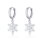 SLUYNZ 925 Sterling Silver Snowflake Hoop Earrings for Women Frozen Flower Hoop Earrings Winter Christmas Earrings