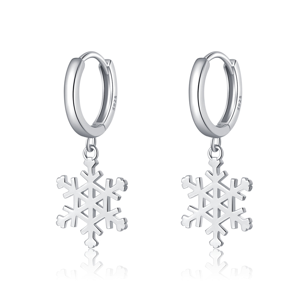 SLUYNZ 925 Sterling Silver Snowflake Hoop Earrings for Women Frozen Flower Hoop Earrings Winter Christmas Earrings