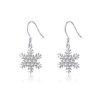 SLUYNZ 925 Sterling Silver Sparkling CZ Snowflake Earrings Drop for Women Snowflake Dangle Earrings Christmas Gifts