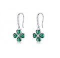 SLUYNZ Solid 925 Sterling Silver CZ Green Clover Earrings Drop for Women Teens Love Four Leaf Clover Dangle Earrings for St. Patrick's Day