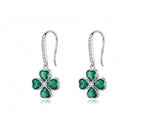SLUYNZ Solid 925 Sterling Silver CZ Green Clover Earrings Drop for Women Teens Love Four Leaf Clover Dangle Earrings for St. Patrick's Day