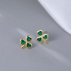 SLUYNZ 925 Sterling Silver Small Clover Earrings Stud for Women Teens Girls Lovely Green Shamrock Studs Earrings for St. Patrick's Day Spring Earrings