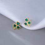 SLUYNZ 925 Sterling Silver Small Clover Earrings Stud for Women Teens Girls Lovely Green Shamrock Studs Earrings for St. Patrick's Day Spring Earrings