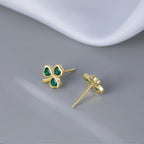 SLUYNZ 925 Sterling Silver Small Clover Earrings Stud for Women Teens Girls Lovely Green Shamrock Studs Earrings for St. Patrick's Day Spring Earrings