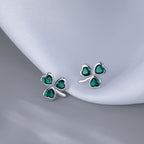 SLUYNZ 925 Sterling Silver Small Clover Earrings Stud for Women Teens Girls Lovely Green Shamrock Studs Earrings for St. Patrick's Day Spring Earrings