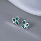 SLUYNZ 925 Sterling Silver Small Clover Earrings Stud for Women Teens Girls Lovely Green Shamrock Studs Earrings for St. Patrick's Day Spring Earrings