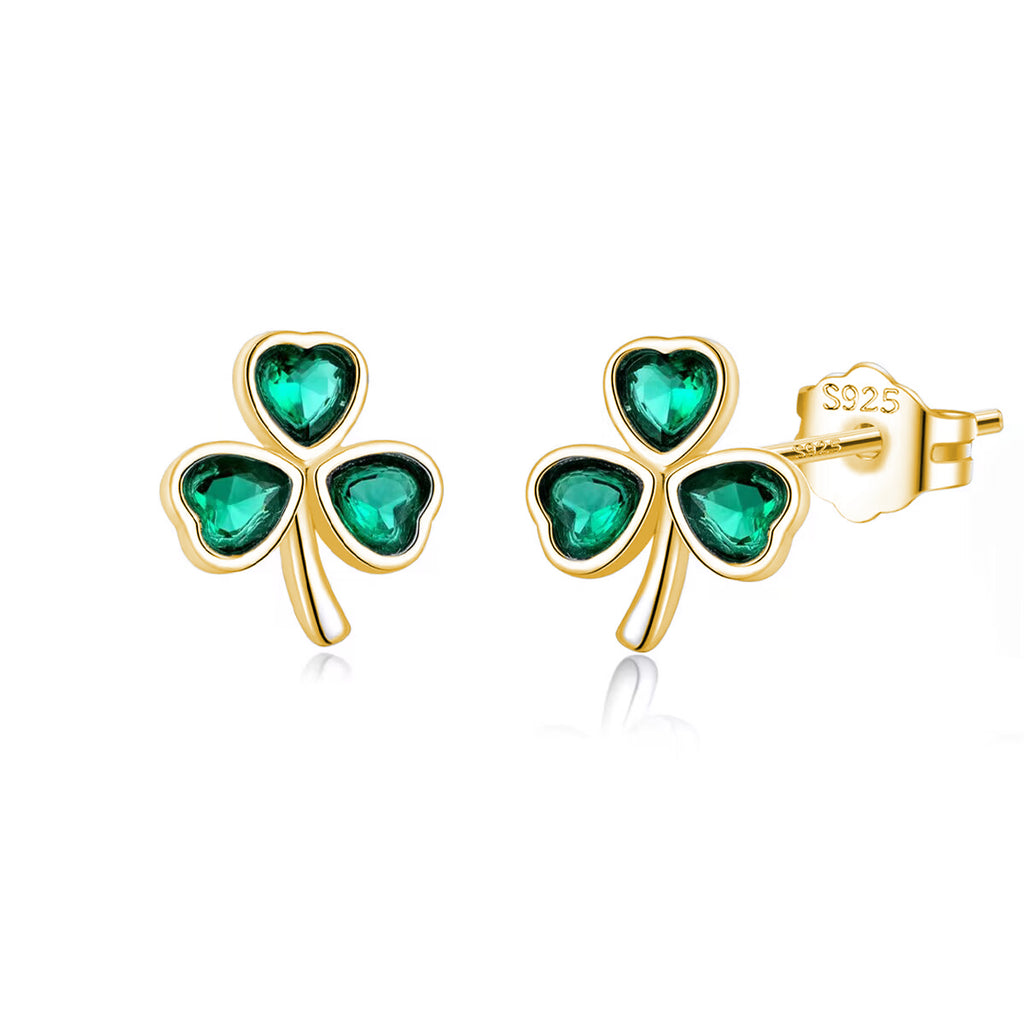 SLUYNZ 925 Sterling Silver Small Clover Earrings Stud for Women Teens Girls Lovely Green Shamrock Studs Earrings for St. Patrick's Day Spring Earrings