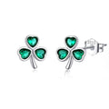 SLUYNZ 925 Sterling Silver Small Clover Earrings Stud for Women Teens Girls Lovely Green Shamrock Studs Earrings for St. Patrick's Day Spring Earrings