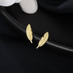 SLUYNZ 925 Sterling Silver Feather Studs Earrings for Women Girls Leaf Studs Earrings Small Earrings Tiny Studs
