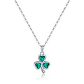 SLUYNZ 925 Sterling Silver Green Shamrock Choker Necklace for Women Teens Clover Pandant Necklace Chain